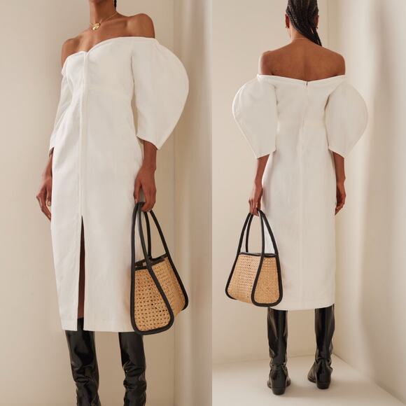 NWT Mara Hoffman Leonara off-the-shoulder Lyocell linen-blend midi dress sz 0 - Picture 11 of 11